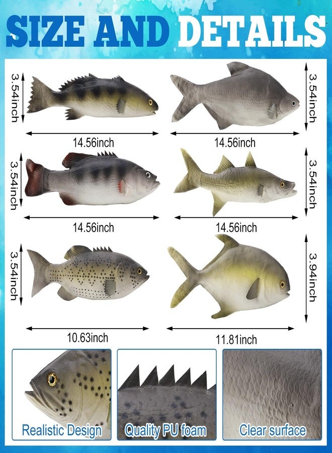 Hokoad 6 Pack Fake Fish, Realistic Artificial Fishes Models, 14 in Rubber Lifelike Sea Fishes Set, Lifelike Fake Sea Fish Decor for Photography Props, Party Display, Kitchen Decor - Image 2